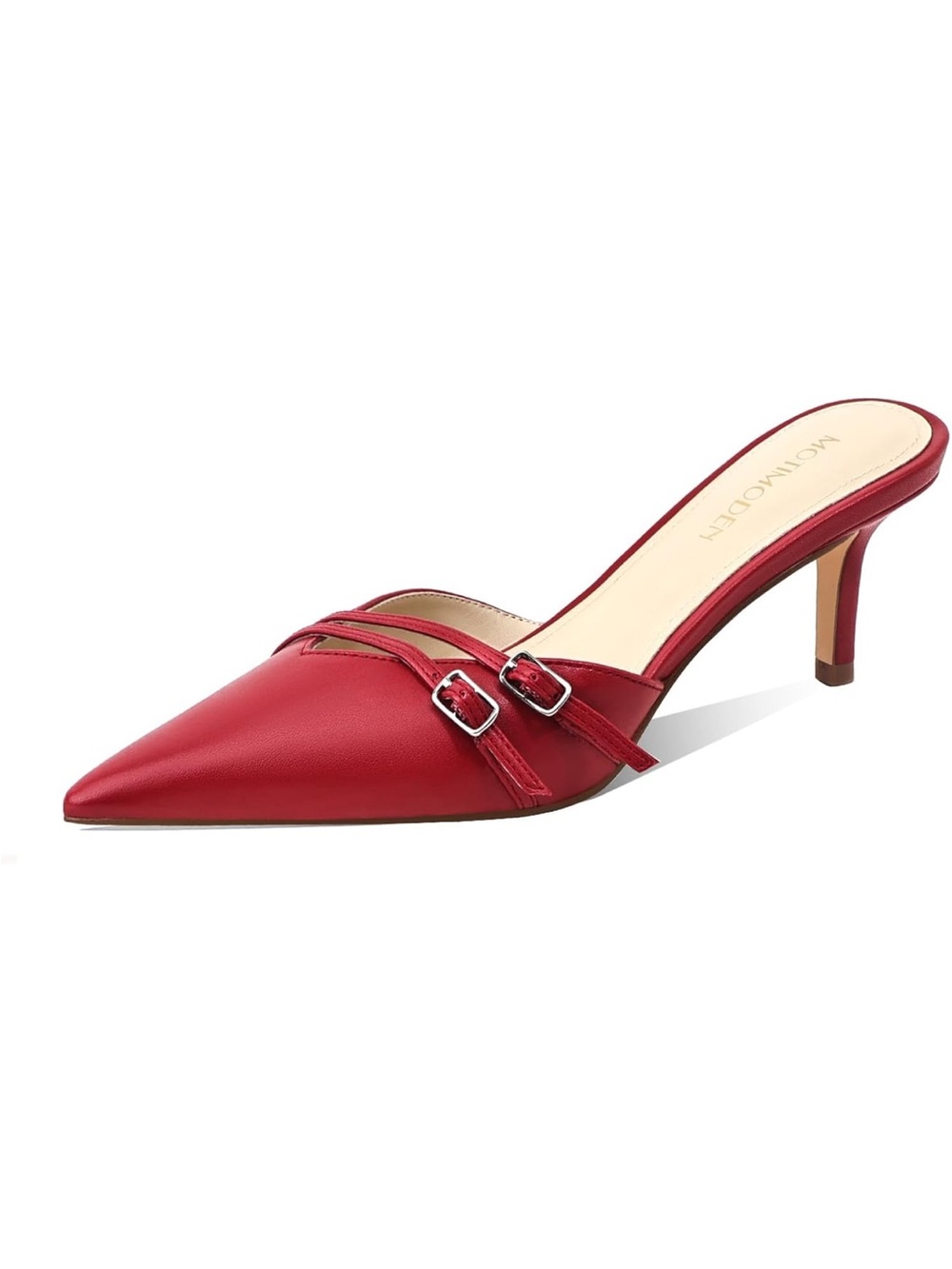 Motimoden Red Pointed Toe Slingback Mule
